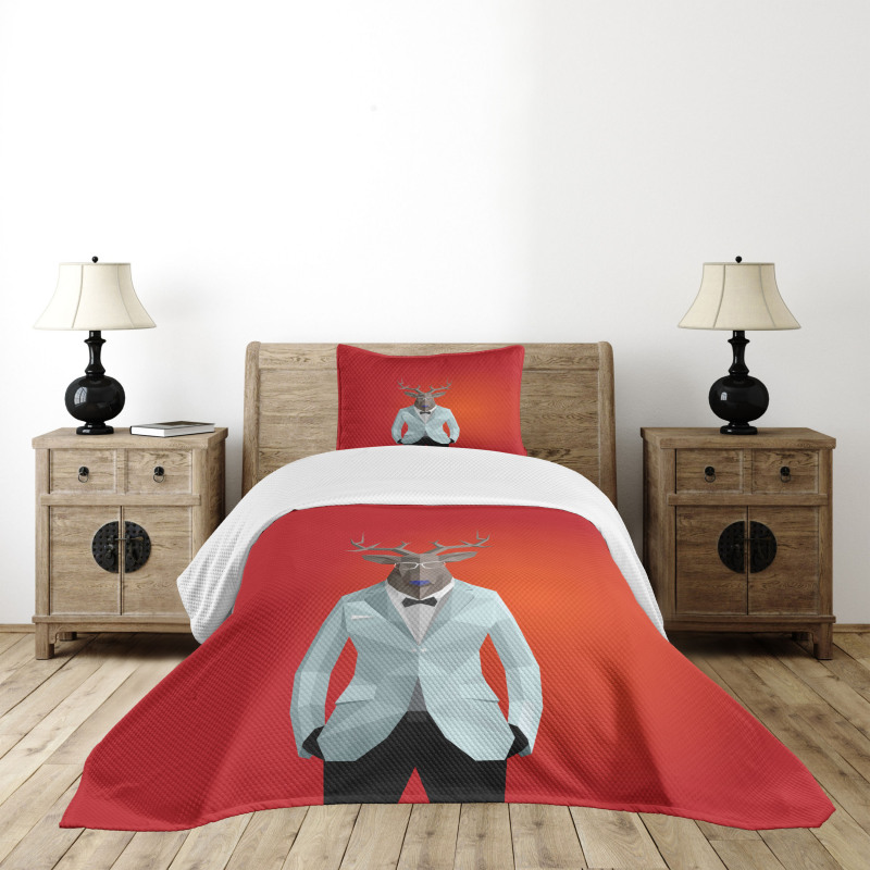 Moose Animal Person in Suit Bedspread Set