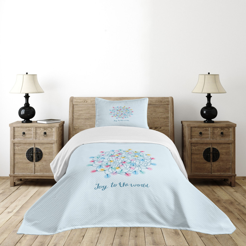 Joy to the World Wording Bedspread Set