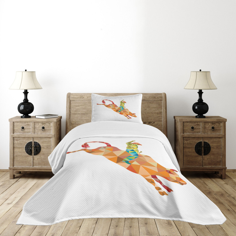 Geometric Fractal Cowboy Bull Bedspread Set