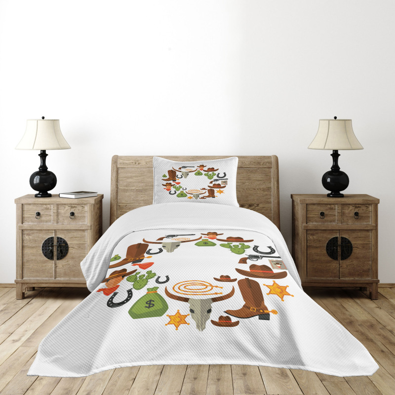 Vintage Wild West and Cowboy Bedspread Set