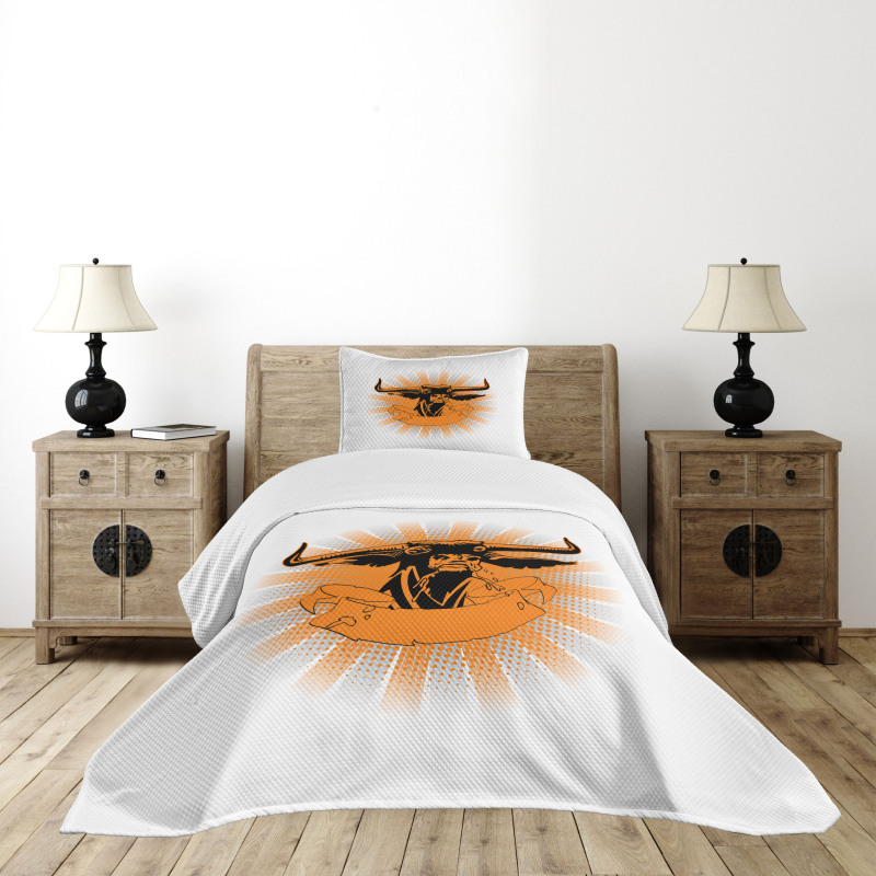 Furious Bull Head Portrait Bedspread Set