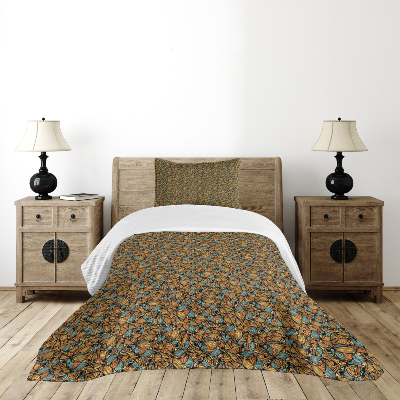 Abstract Waves Eyes Bedspread Set