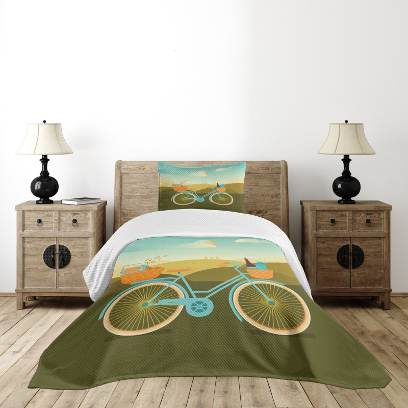 Camping Picnic Themed Bike Bedspread Set