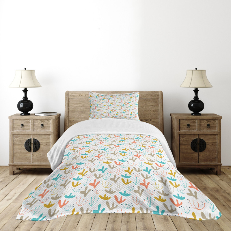 Pastel Tone Forest Doodle Bedspread Set