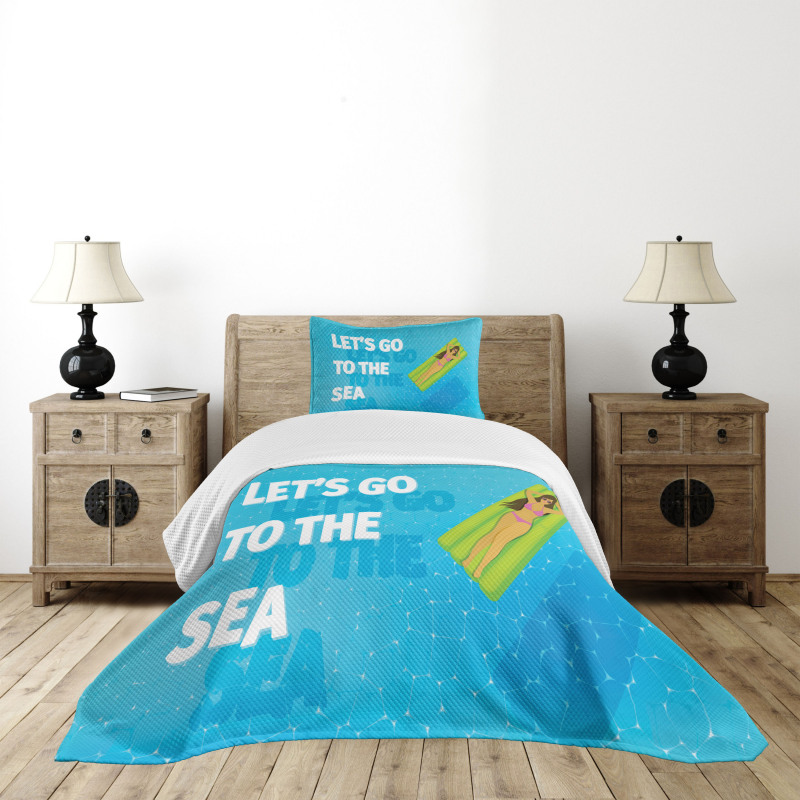 Lets Go to the Sea Message Bedspread Set