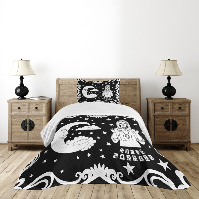 Vintage Cartoon Monochrome Bedspread Set