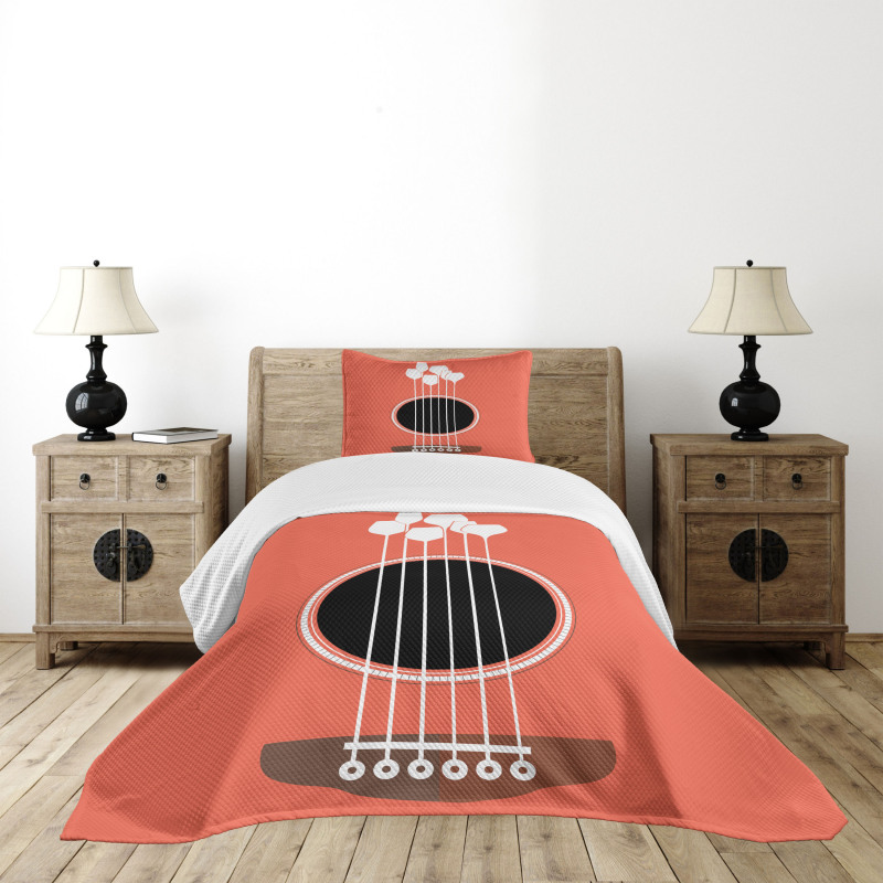 Acoustic Guitar Wine Glasses Bedspread Set