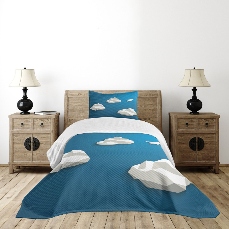 Plane Flying Between Polygons Bedspread Set