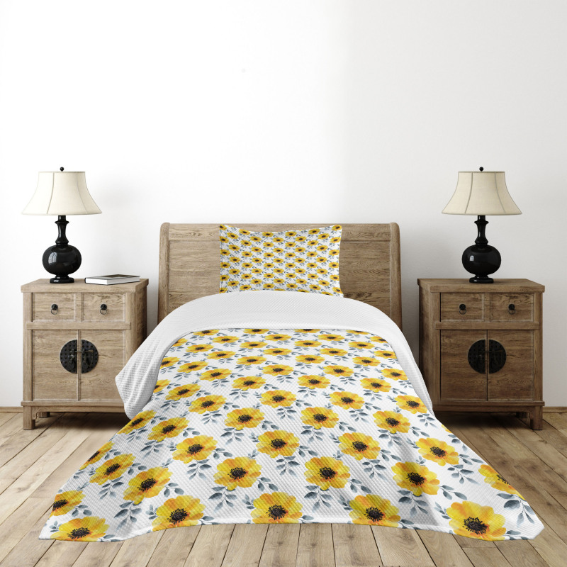 Watercolor Poppy Blossoms Bedspread Set