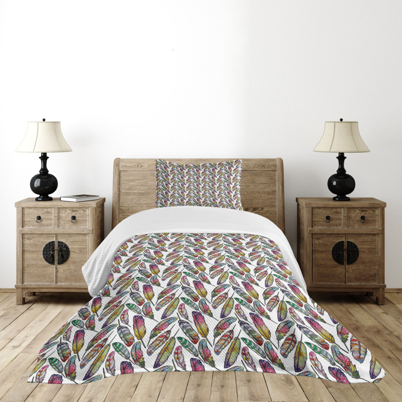 Abstract Bohemian Feathers Bedspread Set