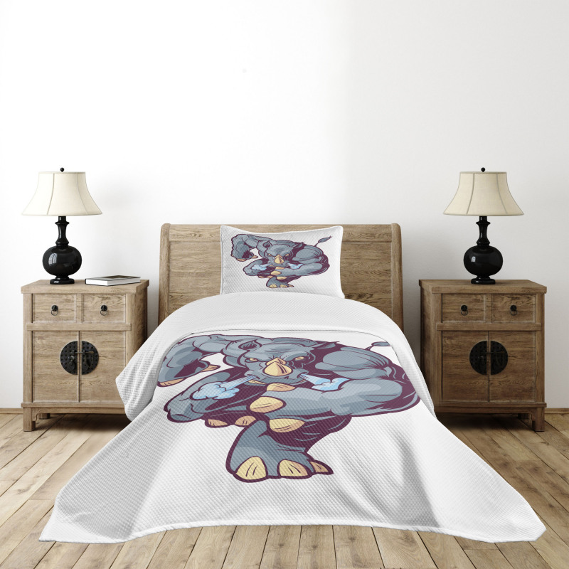 Anthropomorphic Mascot Run Bedspread Set