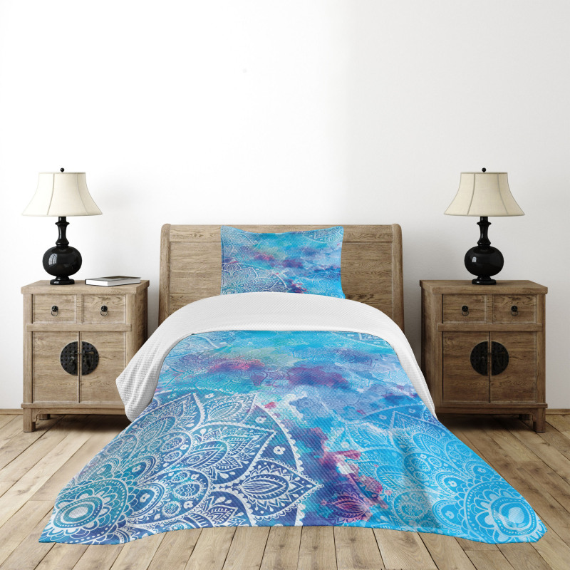 Watercolor Floral Asian Bedspread Set