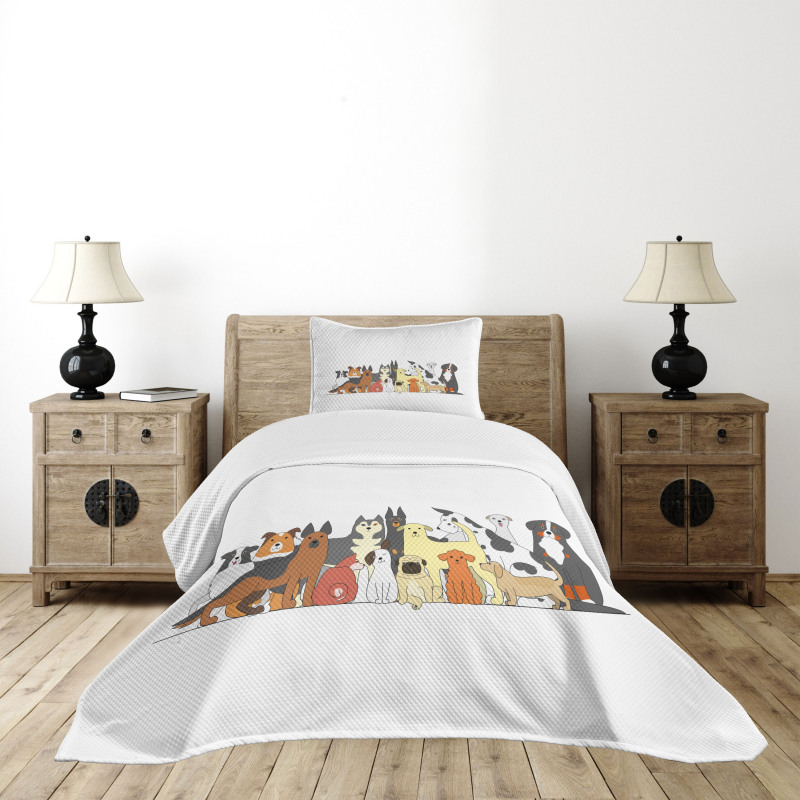 Husky and Jack Russel Terrier Bedspread Set