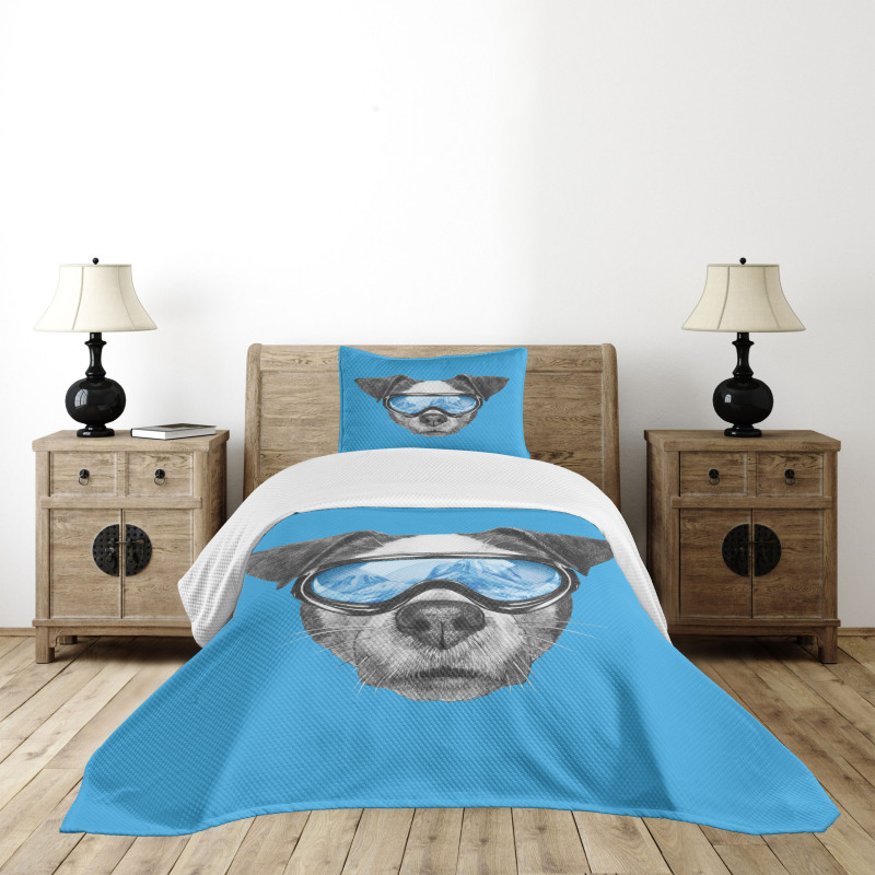 Skiing Cool Doggie Bedspread Set