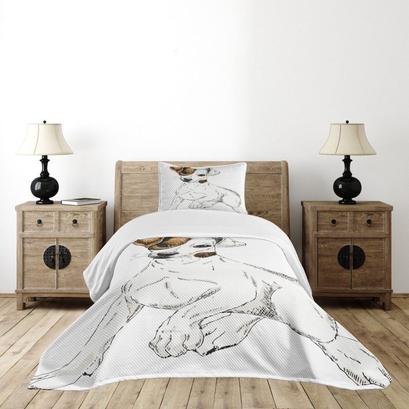 Graphic Puppy Portrait Bedspread Set