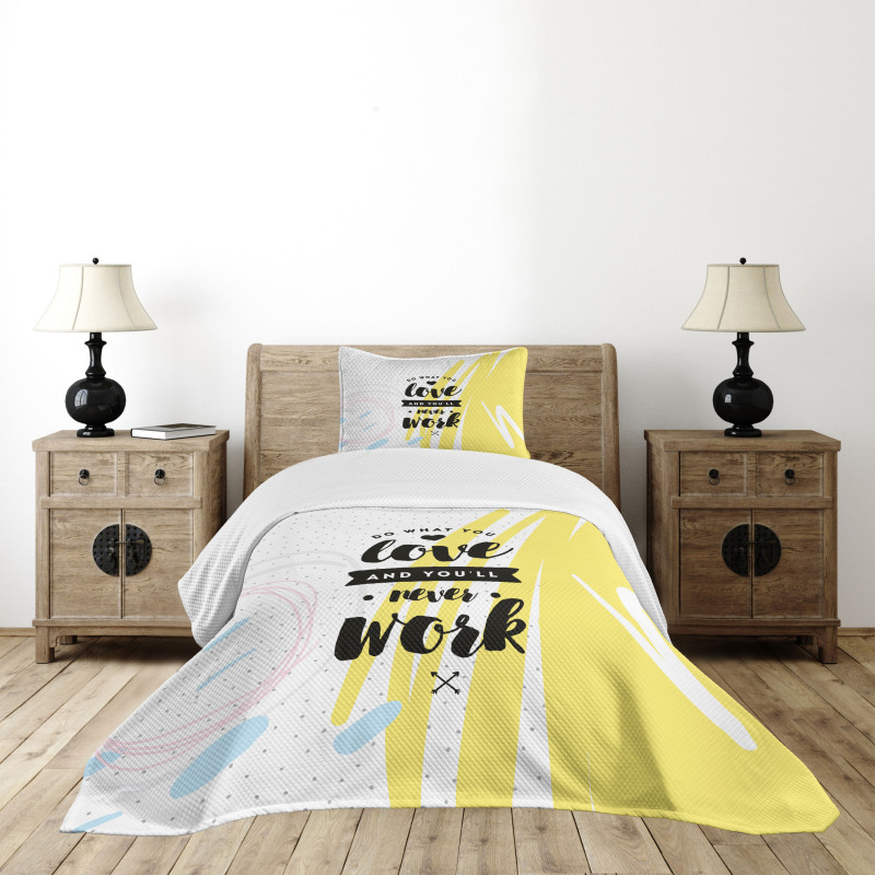 Retro Memphis Pattern Phrase Bedspread Set