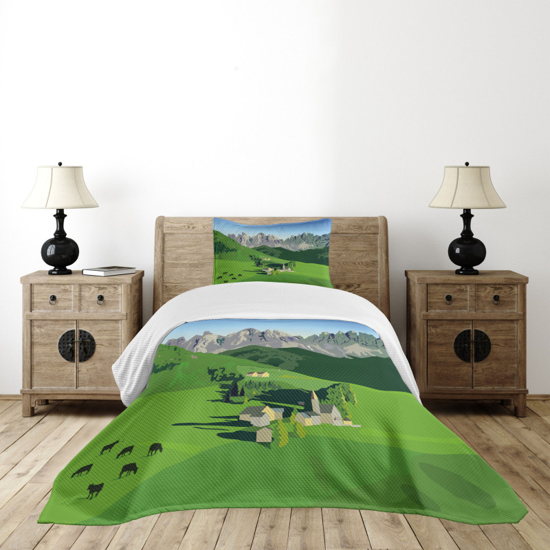 Alpine Mountains Meadow Bedspread Set