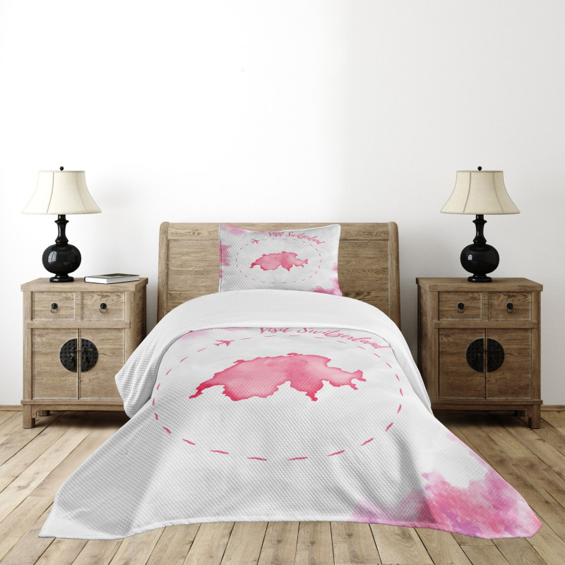 Monochrome Map Design Bedspread Set