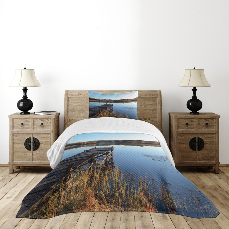 Tranquil Lake Idyllic Pier Bedspread Set