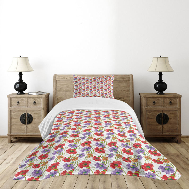 Vivid Flowers Art Bedspread Set