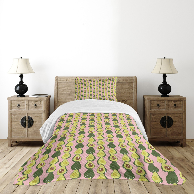 Halved Tropic Fruit Pattern Bedspread Set