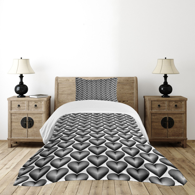 Abstract Romantic Hearts Bedspread Set