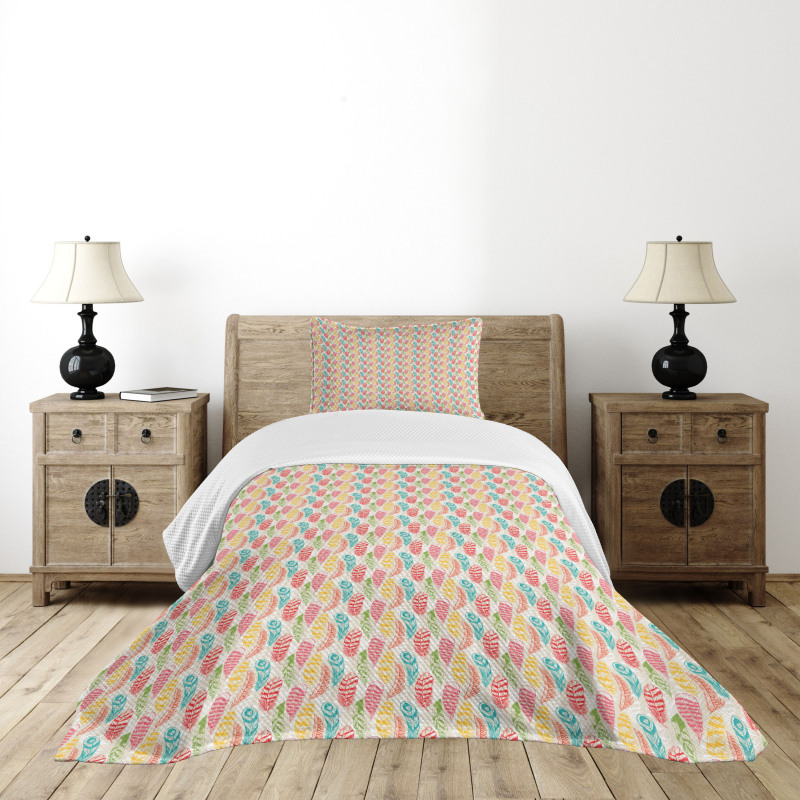 Abstract Colorful Feathers Bedspread Set