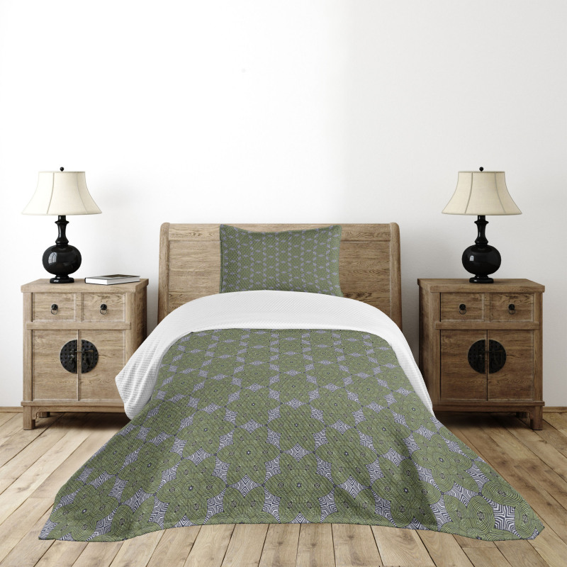 Stripped Floral Art Bedspread Set