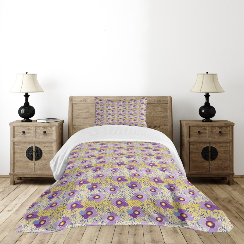 Vibrant Abstract Flowers Bedspread Set