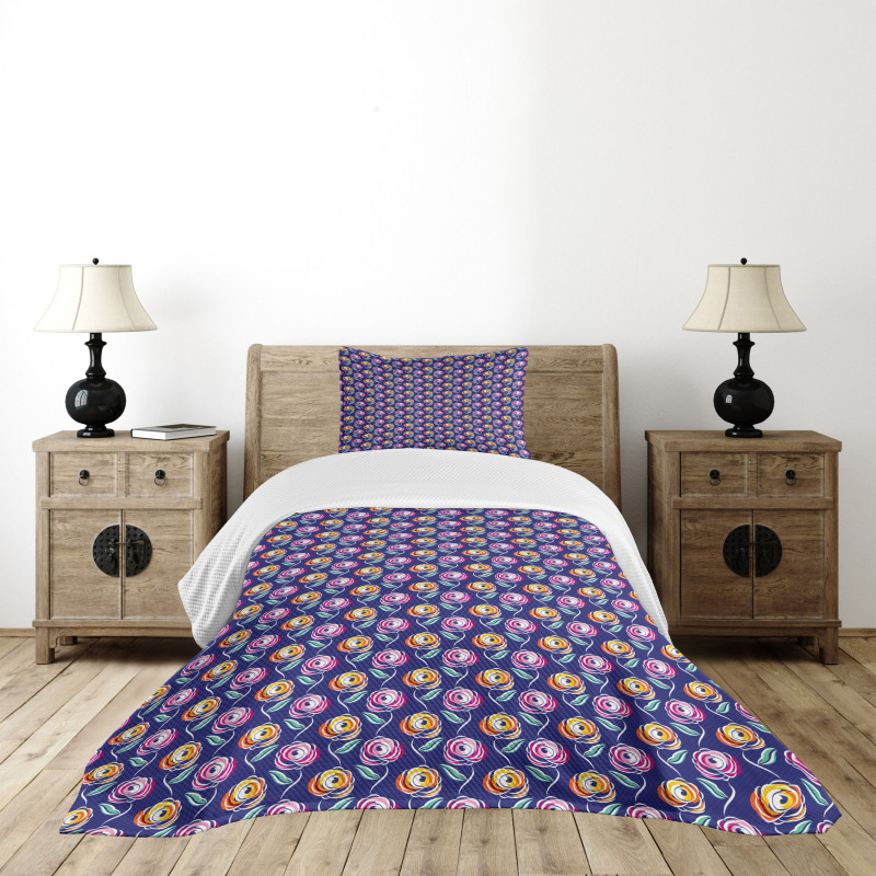 Flowers with Single Leaf Bedspread Set