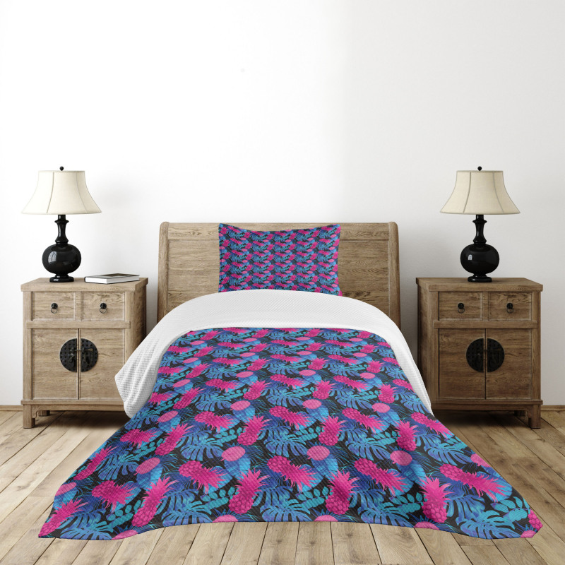 Tropic Leaves and Fruits Art Bedspread Set