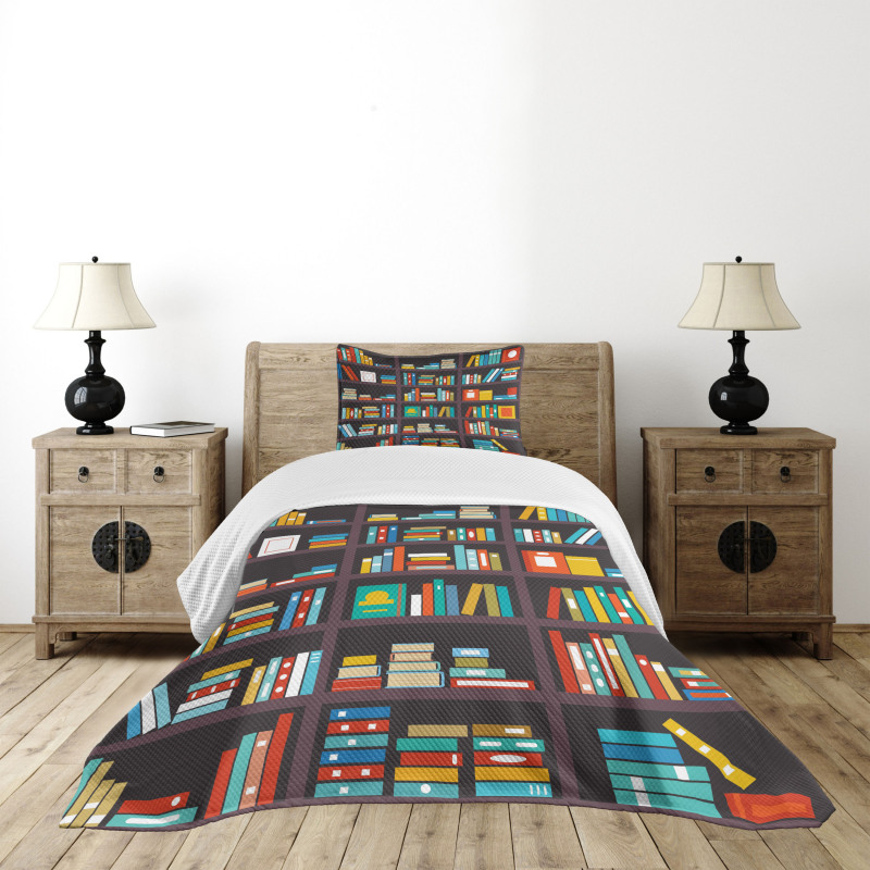 Cartoon Colorful Books Bedspread Set