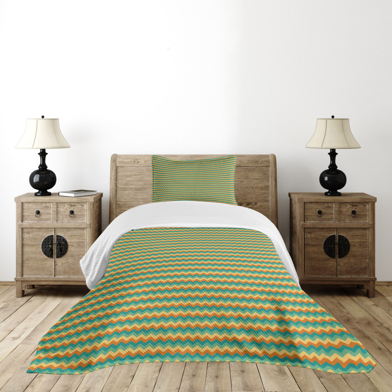 Geometric Colorful Lines Bedspread Set