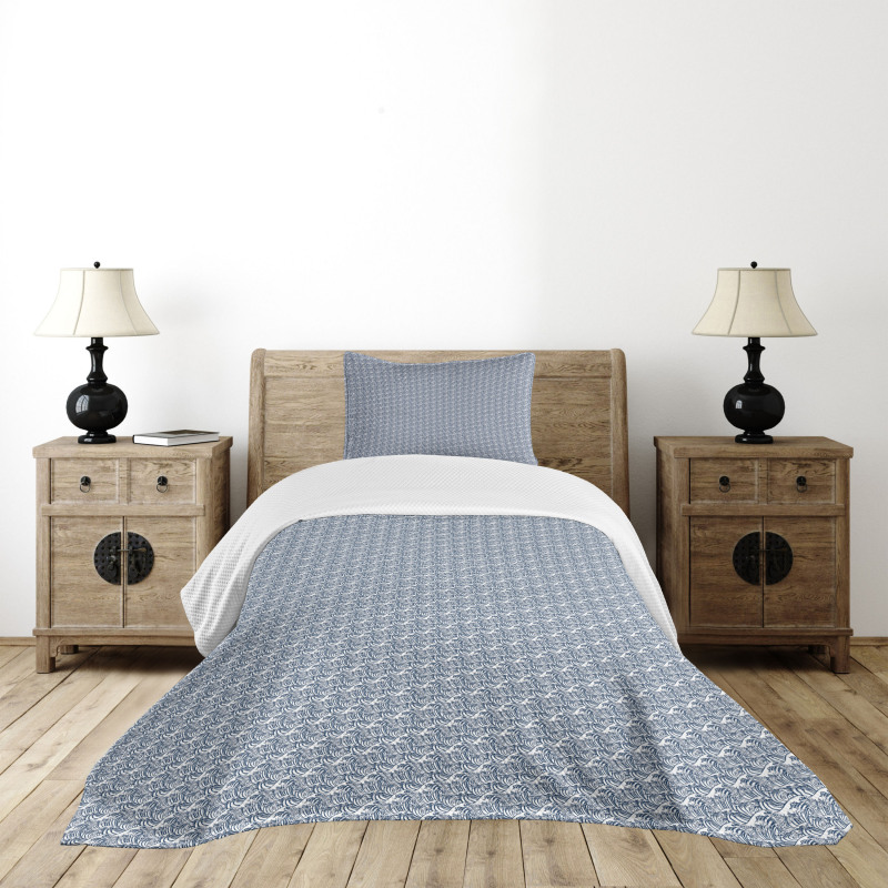 Ocean Theme Wave Pattern Bedspread Set