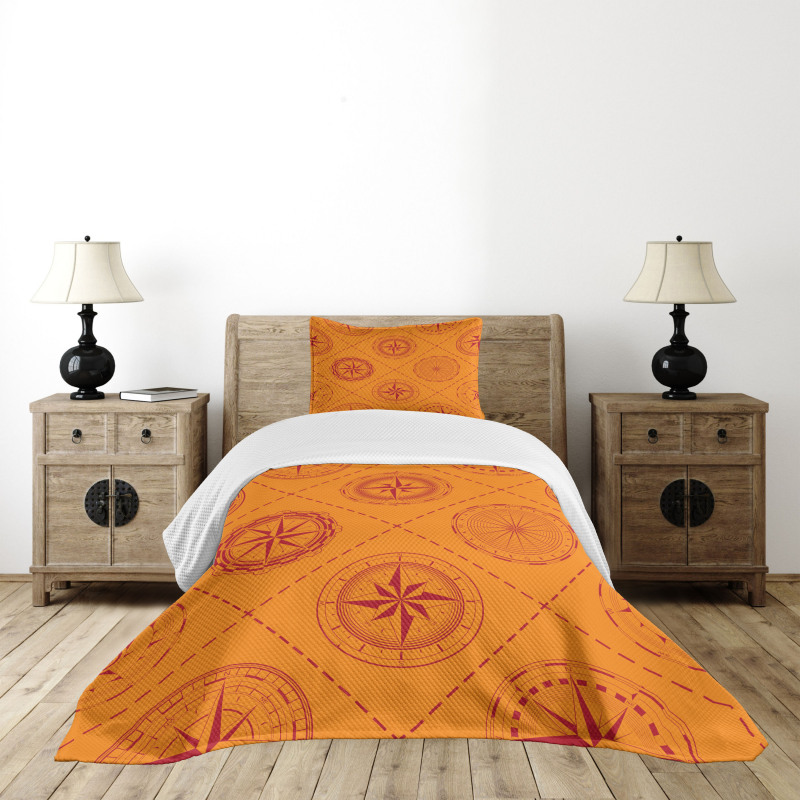 Windrose in Rhombuses Bedspread Set