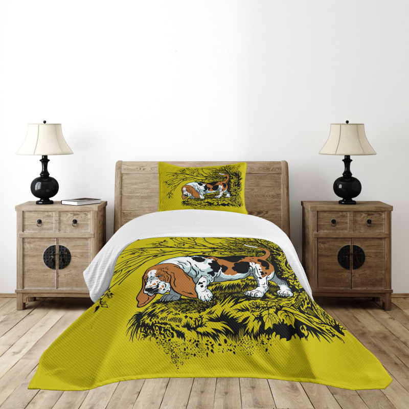 Hunting Dog Woods Bedspread Set