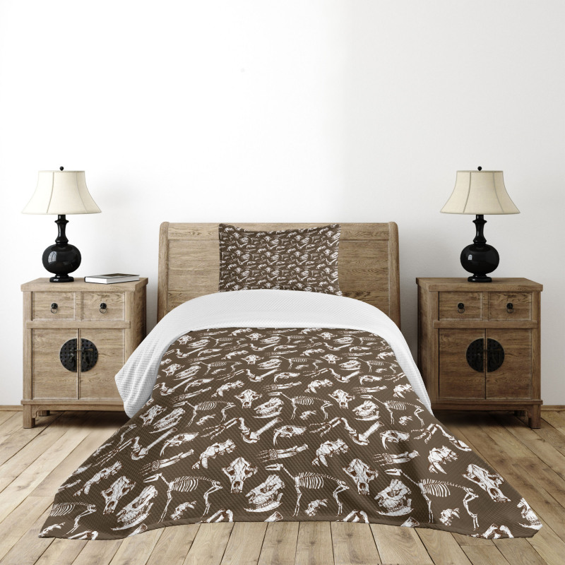 Prehistoric Creature Bones Bedspread Set