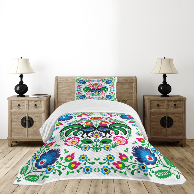 Traditional Polish Rooster Bedspread Set