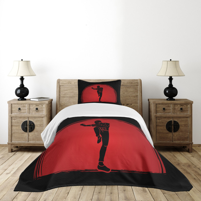 Man Silhouette Pose Round Bedspread Set