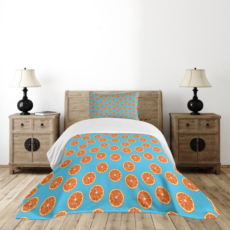 Exotic Citrus Fruit Round Bedspread Set