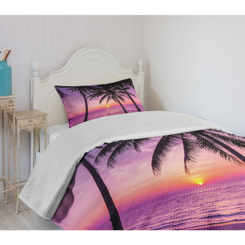 Palms Silhouette Purple Bedspread Set