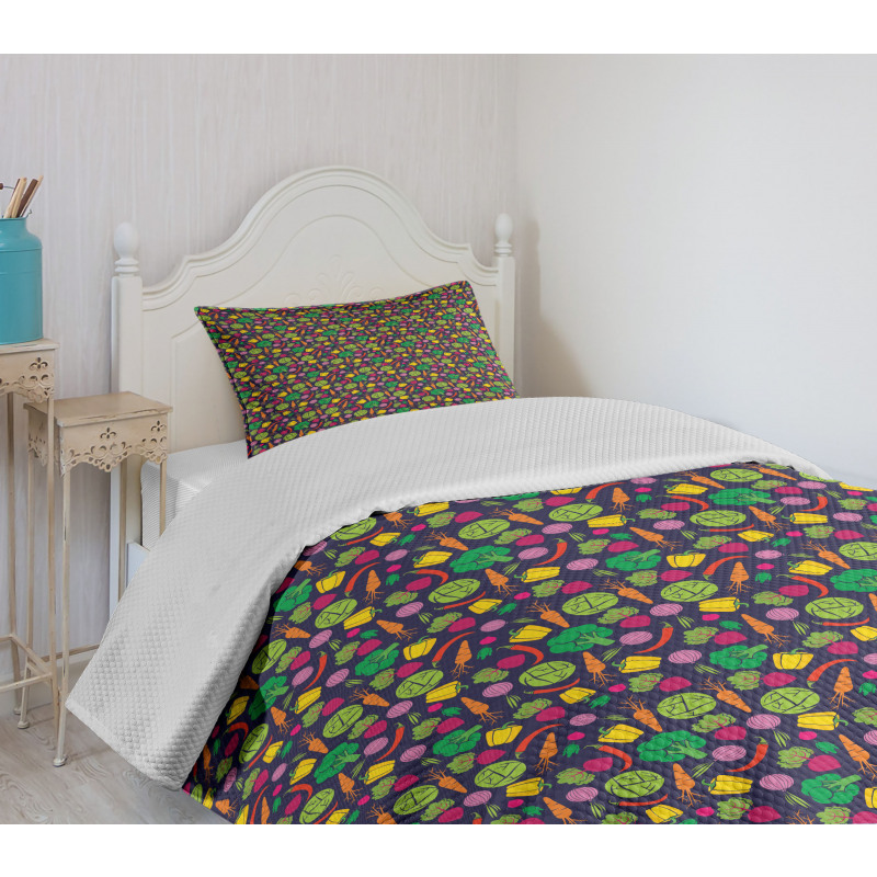 Cartoon Organic Food Bedspread Set