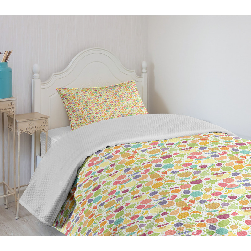 Cartoonish Foods Bedspread Set