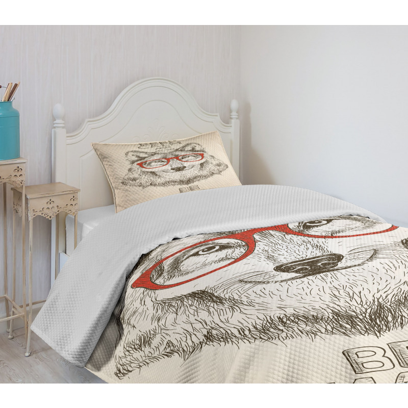 Hipster Wolf Be Smart Bedspread Set