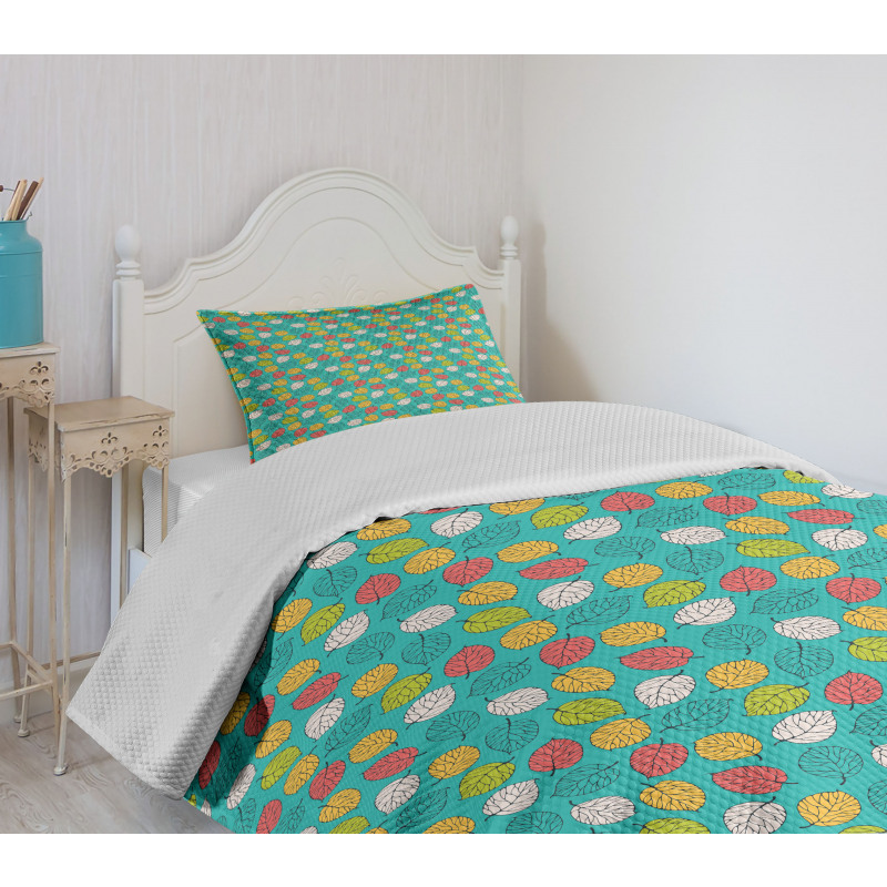 Colorful Abstract Leaves Art Bedspread Set