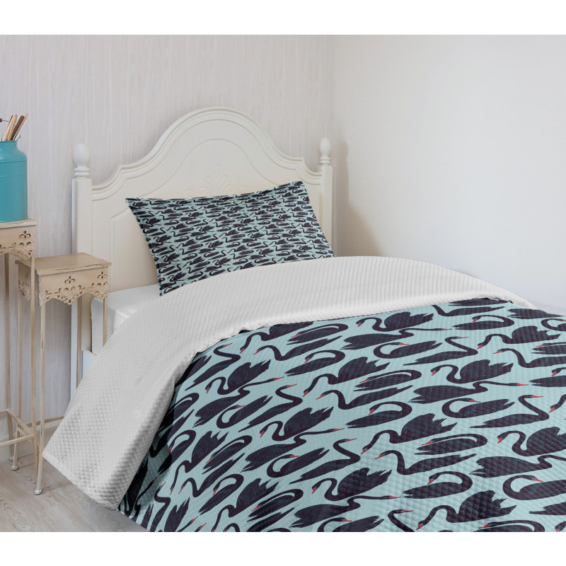 Long Necked Aquatic Bird Bedspread Set