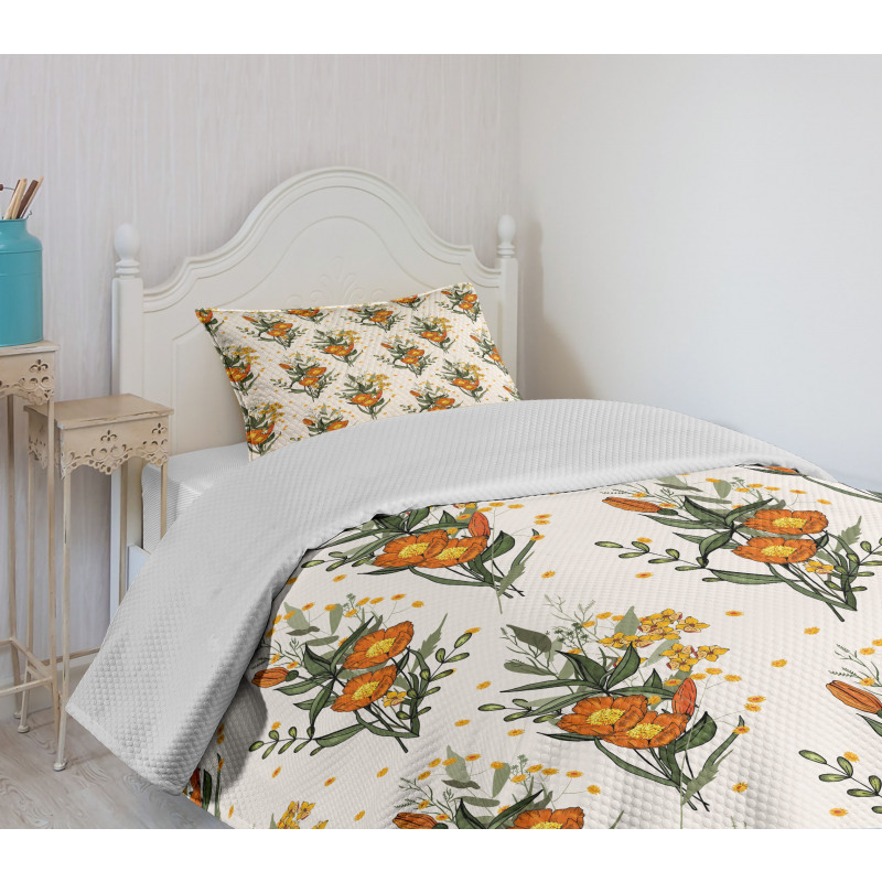 Vintage California Poppy Bedspread Set