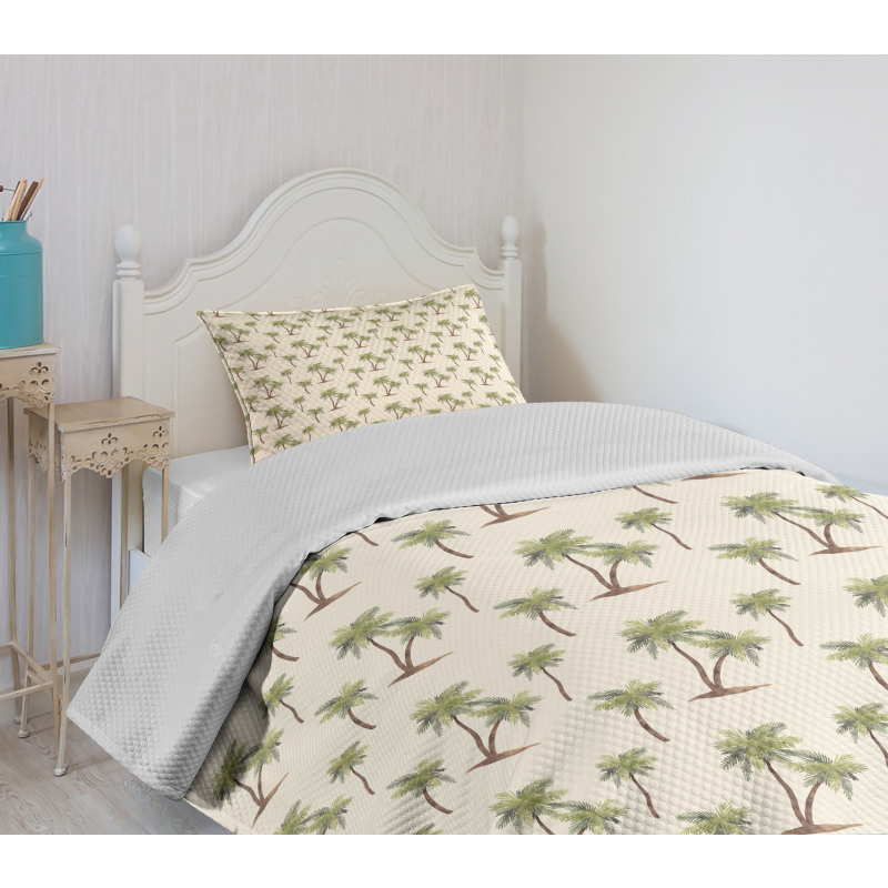 Simplistic Palms Pattern Bedspread Set