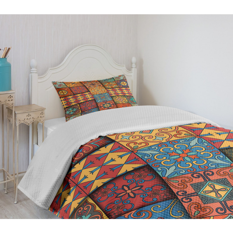 Azulejo Tile Squares Art Bedspread Set