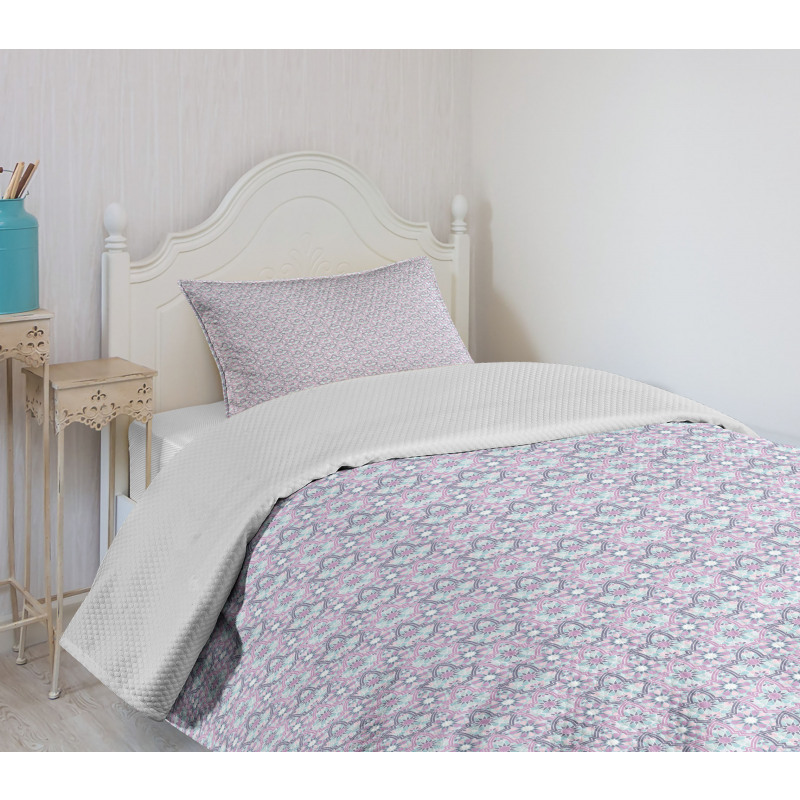 Pastel Tones Floral Motif Bedspread Set